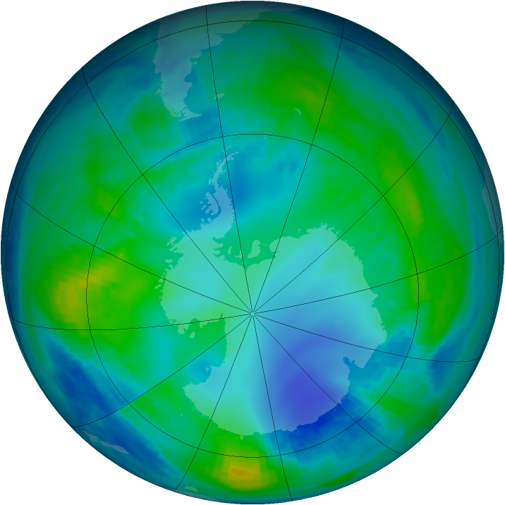 Antarctic ozone map for 13 May 1999
